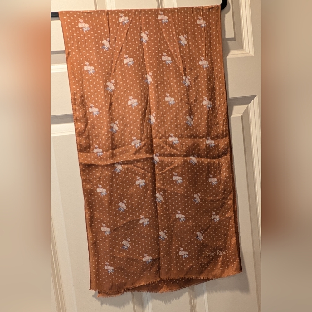 Calvin Klein Orange Floral Scarf